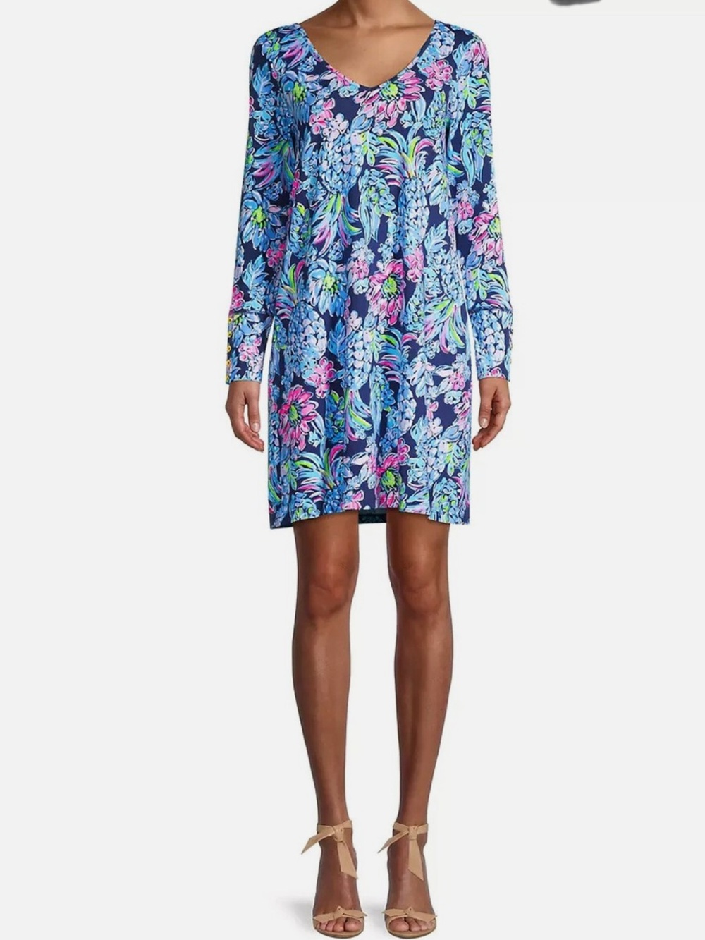 Lilly Pulitzer UPF 50+ Kaisley Dual-Neck Dress Pineapple Paradise, M